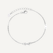 Teall Jewellery sterling silver bracelet featuring a delicate bow design at the centre with an adjustable chain and clasp, displayed on a white background
