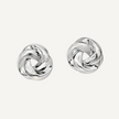 Sterling silver knot stud earrings by Teall Jewellery, minimalist intertwined design ideal for everyday wear or gifting.