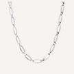 Teall Jewellery sterling silver oval-link chain necklace with polished elongated links, minimalist design displayed on a white background
