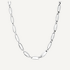 Teall Jewellery sterling silver oval-link chain necklace with polished elongated links, minimalist design displayed on a white background