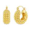 Teall Jewellery 18k gold bubble hoop earrings with textured rounded design and secure clasp, displayed on a white background