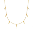 Teall Jewellery gold necklace featuring small clear stone triangle pendants evenly spaced along a fine chain, minimalist and elegant design on a white background