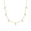 Teall Jewellery gold necklace featuring small clear stone triangle pendants evenly spaced along a fine chain, minimalist and elegant design on a white background