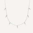 Teall Jewellery gold necklace featuring small clear stone triangle pendants evenly spaced along a fine chain, minimalist and elegant design on a white background