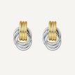 Catherine Earrings by Teall — two-tone knot stud earrings in gold and silver, elegant and versatile design for everyday wear.