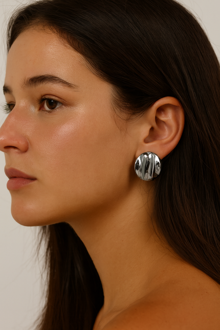 Teall Round Textured Statement Stud Earrings
