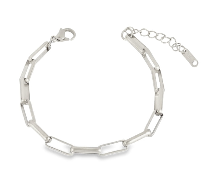 Teall Jewellery sterling silver rectangular-link chain bracelet with adjustable clasp, minimalist and contemporary design displayed on a white background
