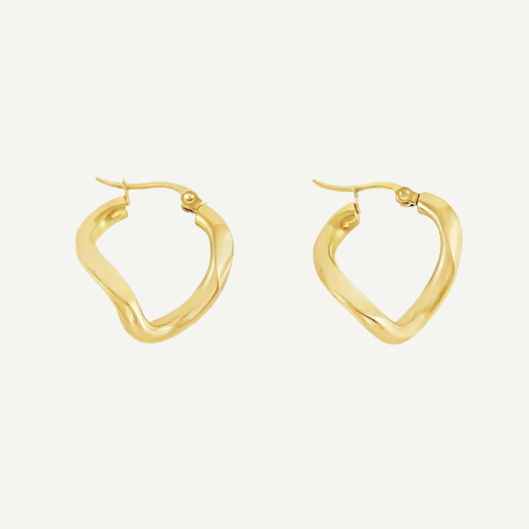 Clara Earrings by Teall — gold wavy hoop earrings with modern geometric design, polished and waterproof statement jewellery