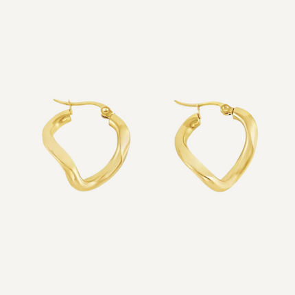 Clara Earrings by Teall — gold wavy hoop earrings with modern geometric design, polished and waterproof statement jewellery