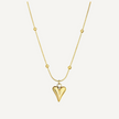 Gold heart-shaped pendant necklace on a white background