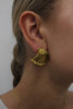 Gold Geometric Ribbed Statement Stud Earrings by Teall