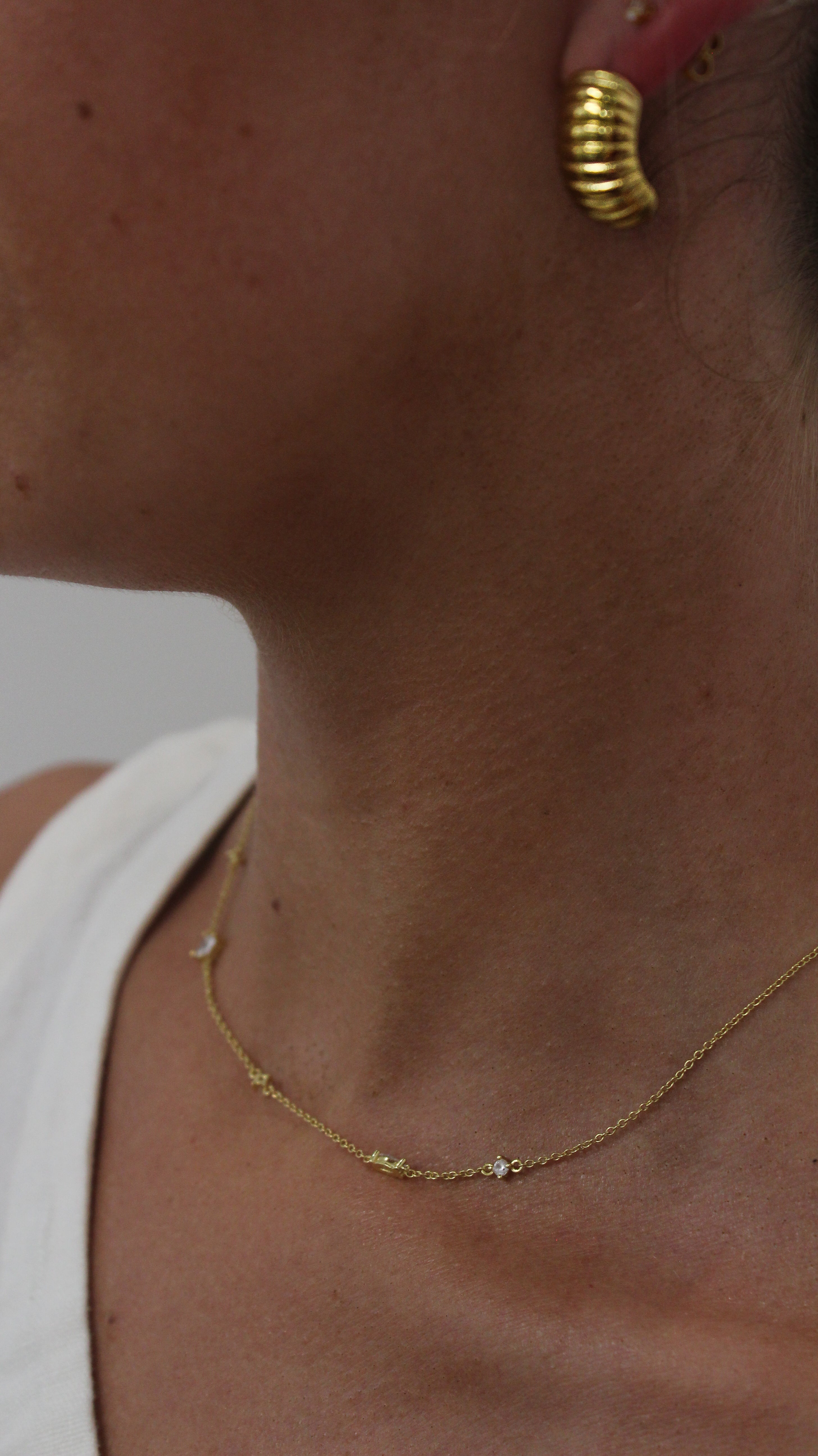Teall Gold Necklace with Clear Stone Detailing