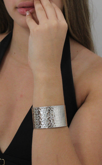 Textured Silver Cuff by Teall