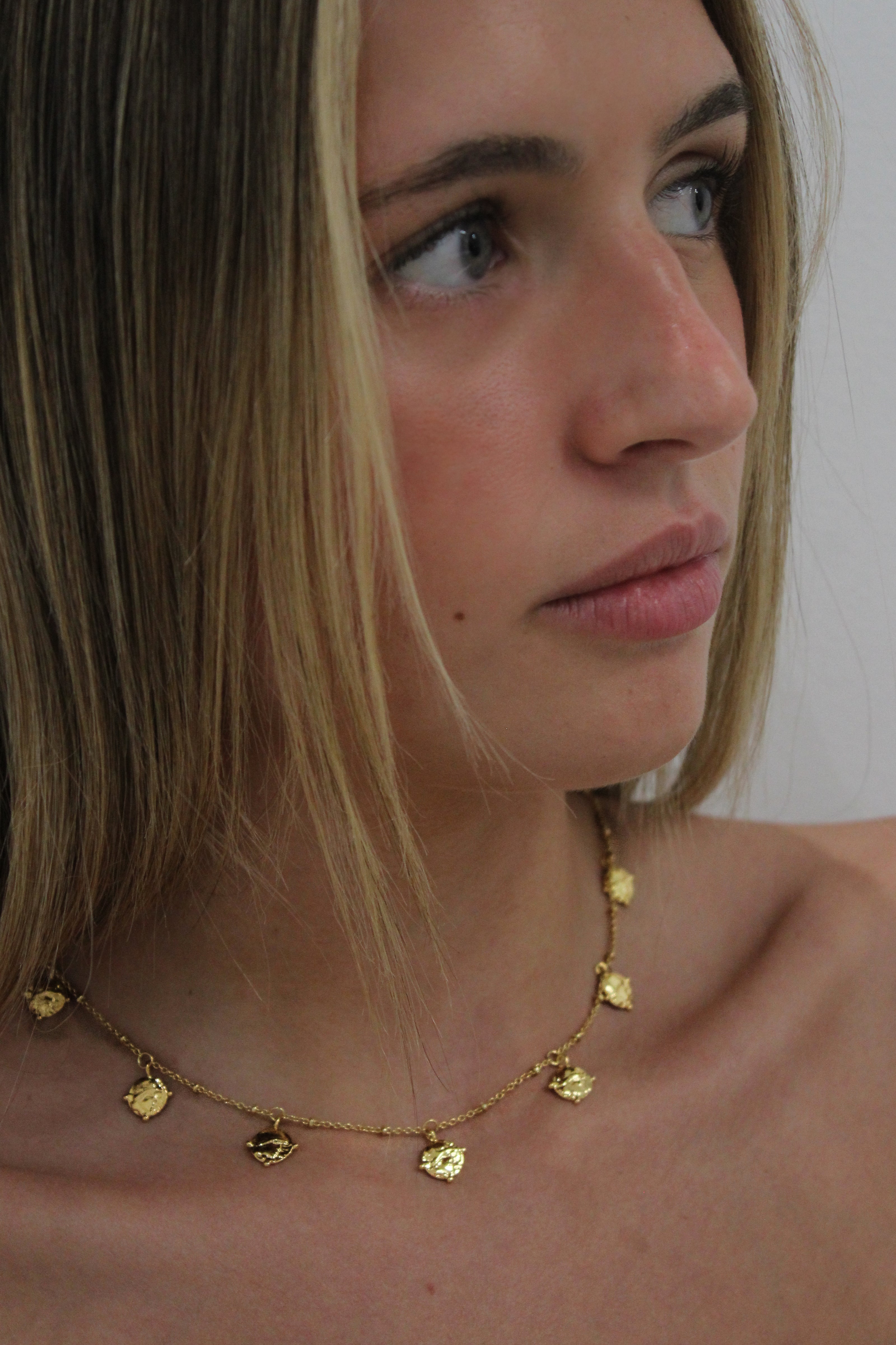 Round Pendant Gold Necklace by Teall