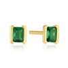 Teall Stud Earrings with Green Stone Rectangle Detailing l Hypoallergenic