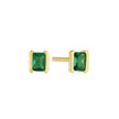 Teall Stud Earrings with Green Stone Rectangle Detailing l Hypoallergenic