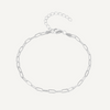 Silver chain bracelet on a light gray background