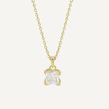Lumi Gold Necklace by Teall Jewellery Perth WA – waterproof tarnish-free gold and silver necklace with square-cut stone.