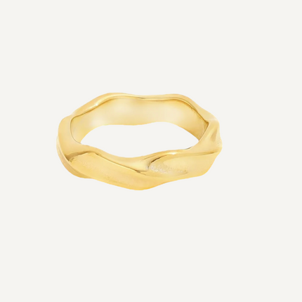 Mara Ring by Teall Jewellery Perth WA – waterproof tarnish-free gold band with organic design.