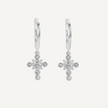 The Mauve Earrings by Teall feature a delicate cross drop design with clear gemstone detailing, perfect for everyday wear. 