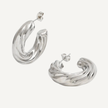 Silver Statement Twist Hoop Studs by Teall 