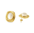 Rectangle Statement Studs with Pearl Centrepiece by Teall