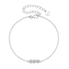 Sterling silver bracelet with three clear gemstones on a chain by Teall Jewellery.