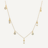 Gold necklace with diamond pendants on a white background 