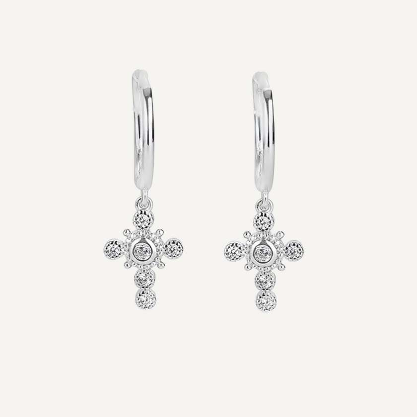 Dainty christian cross earrings by Teall Jewellery 