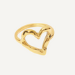 Gold heart-shaped ring on a white background
