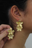 Teall Statement Stud Earrings with Flower Drop Pendant